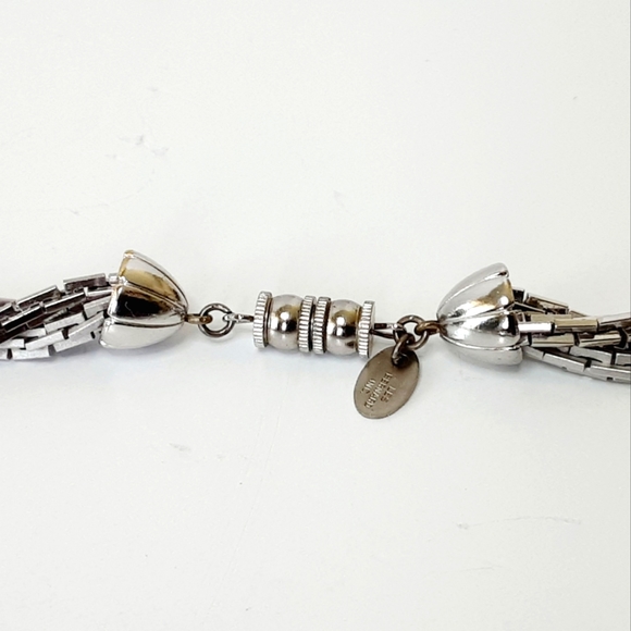 VTG LES BERNARD Silver Tone 3 Strand Twisted Box Link Chain Choker 15" - Picture 6 of 8